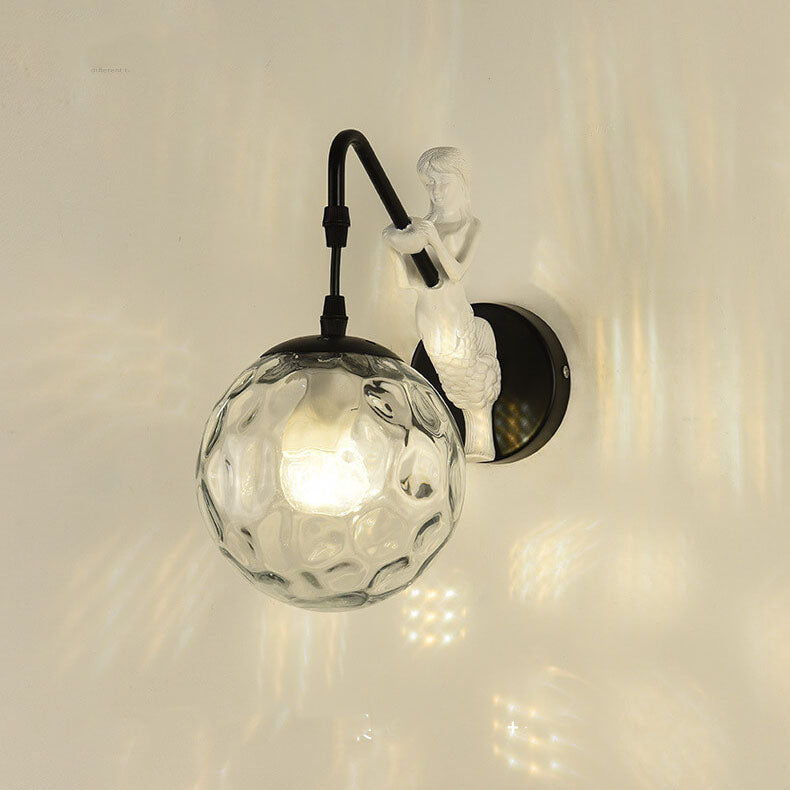 Sirena – Vintage Zeemeermin Wandlamp met Glazen Bol (1-Licht)