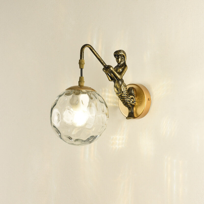 Sirena – Vintage Zeemeermin Wandlamp met Glazen Bol (1-Licht)