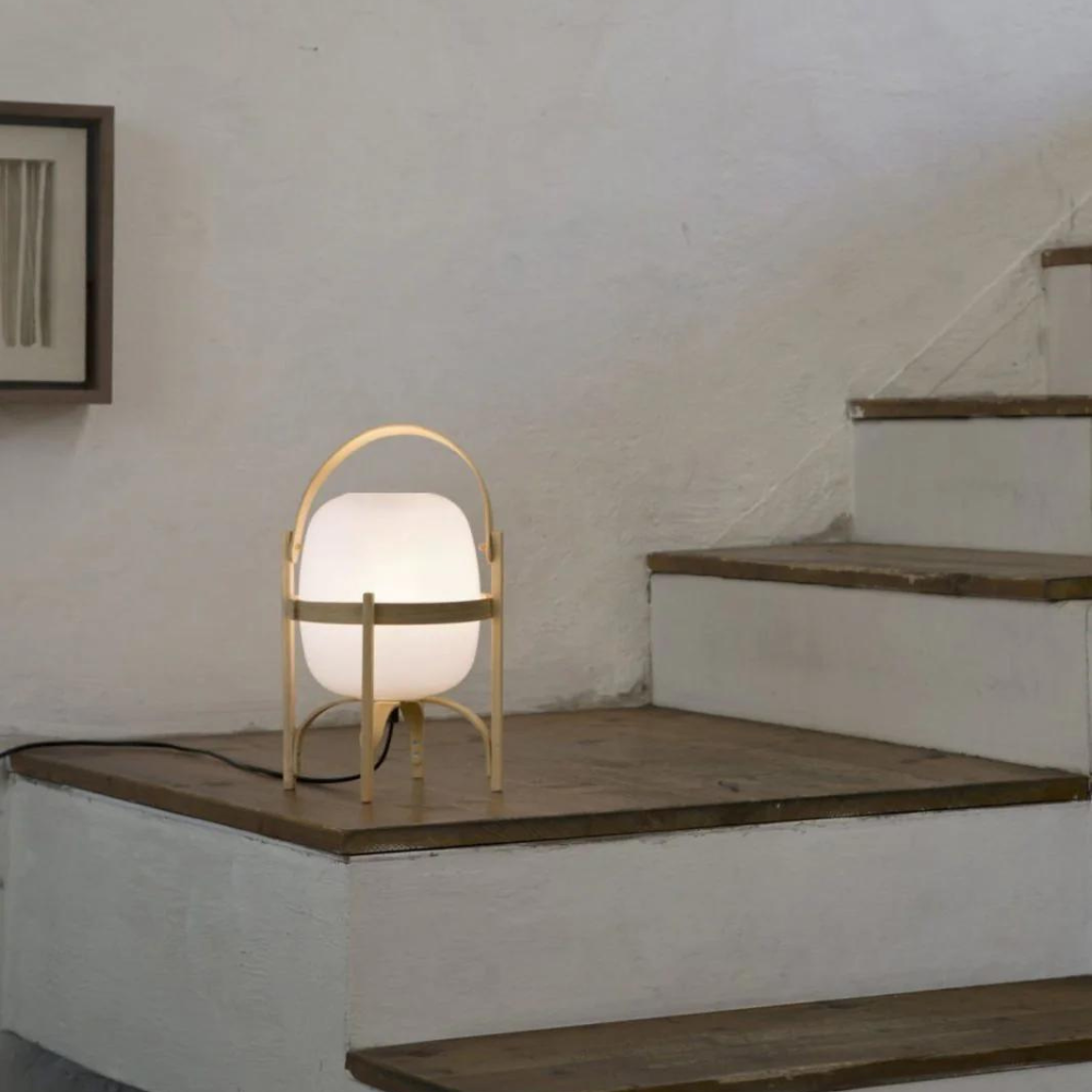 Sora – Houten & Glazen LED Tafellamp (Modern Nordisch Design)