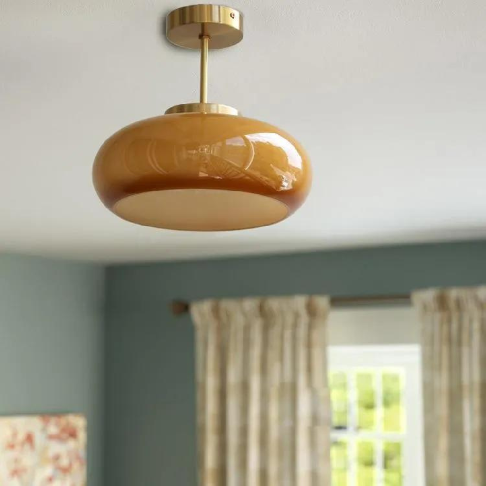 Aurea – Koperen & Glazen LED Plafondlamp (Drie-Kleuren Dimbaar, Modern Design)