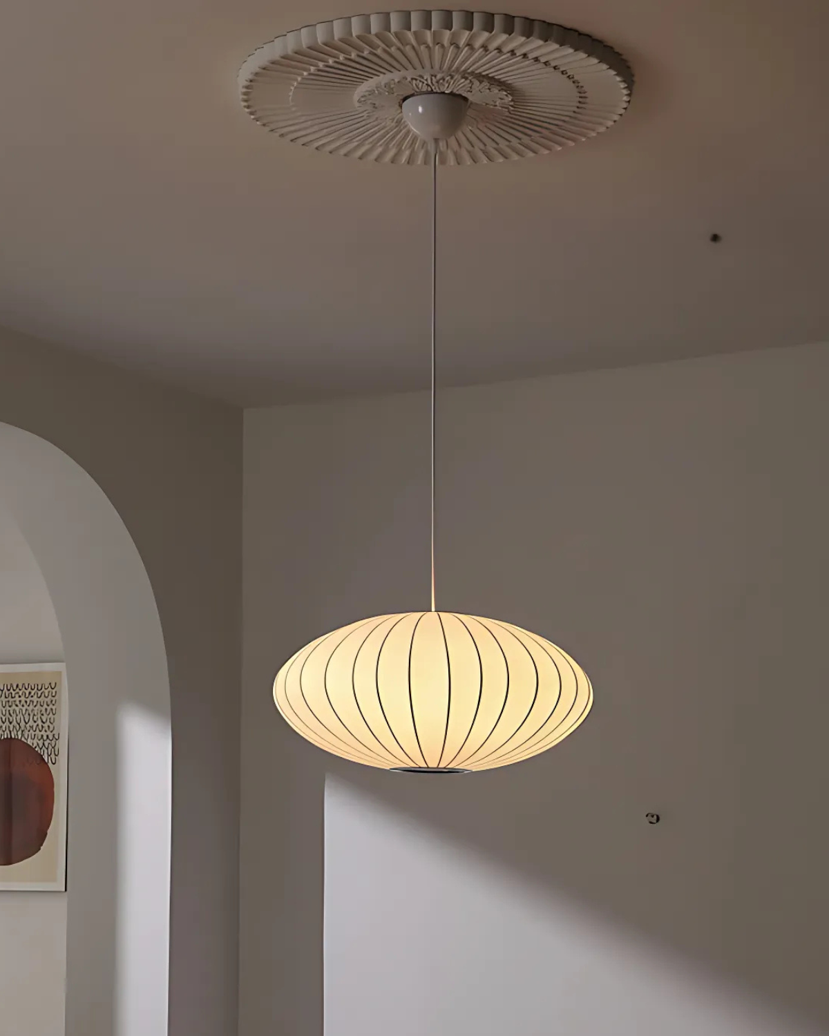 Solenne – Zijde Hanglamp met Geribbelde Kap