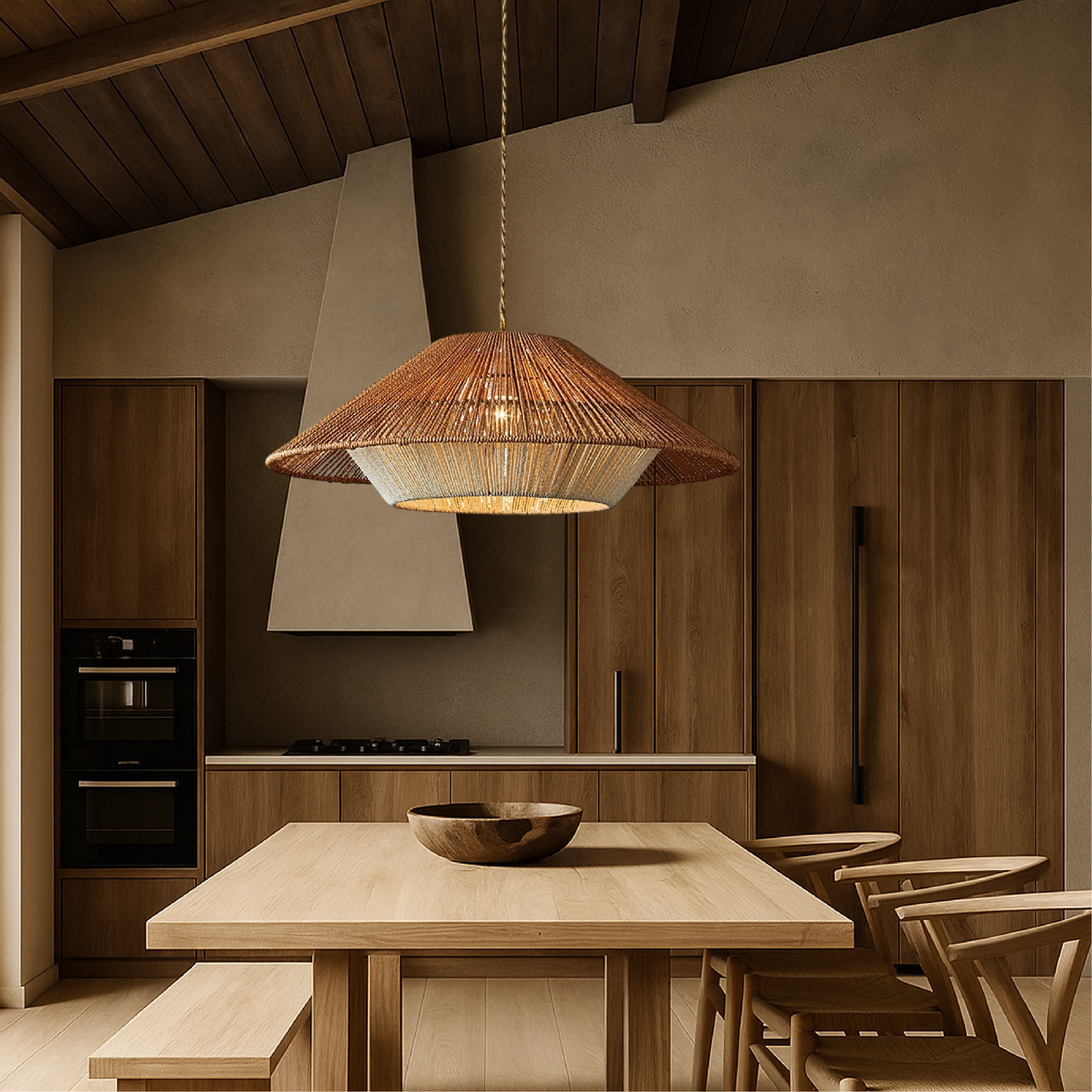 Walklux - Rustieke Charme Gevlochten Bamboe Hanglamp Met Ambachtelijk Design