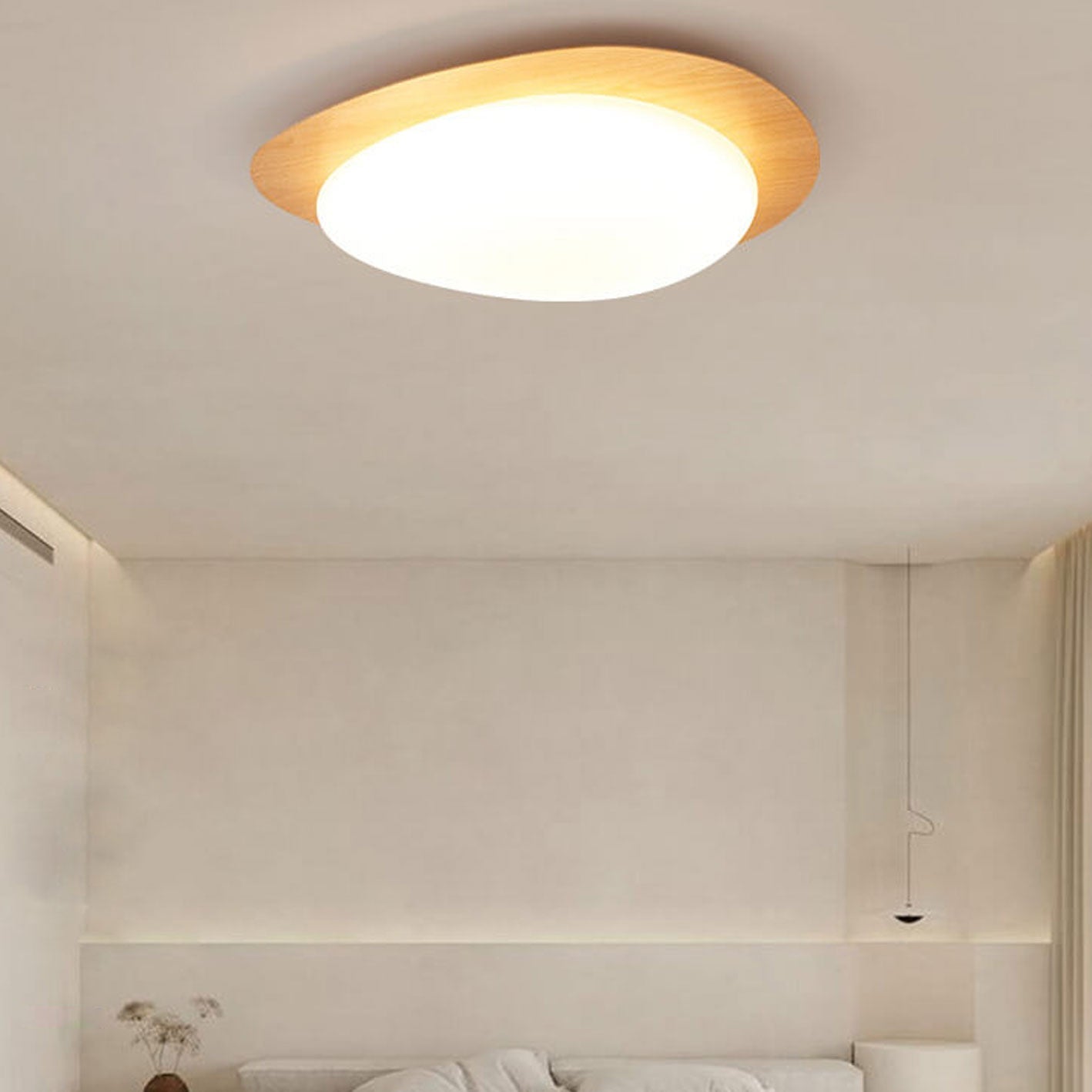 Pebble – Scandinavische Houtnerf LED Plafondlamp (Opbouw, Dimbare Opties)