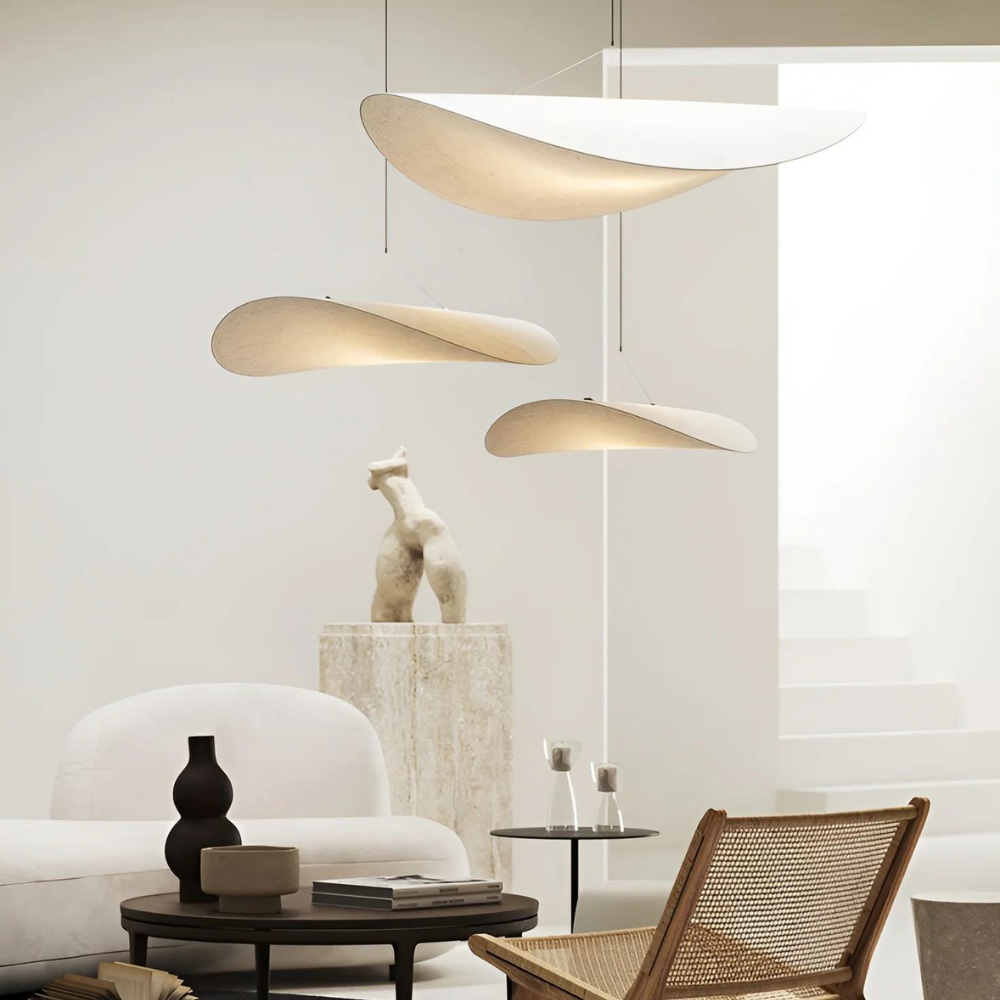 Kaze – Japandi Zijde Hanglamp & Plafondlamp (Dimbaar in Drie Kleuren, Modern Design)