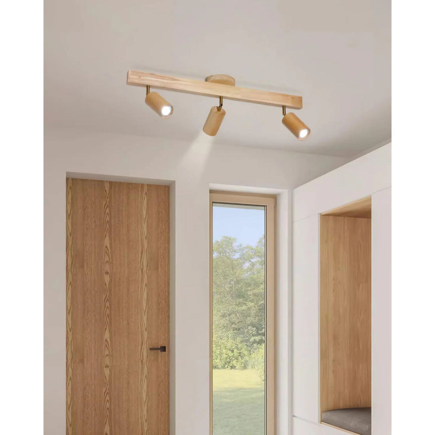 Norvia – Houten Rail Plafondlamp met Verstelbare Spots
