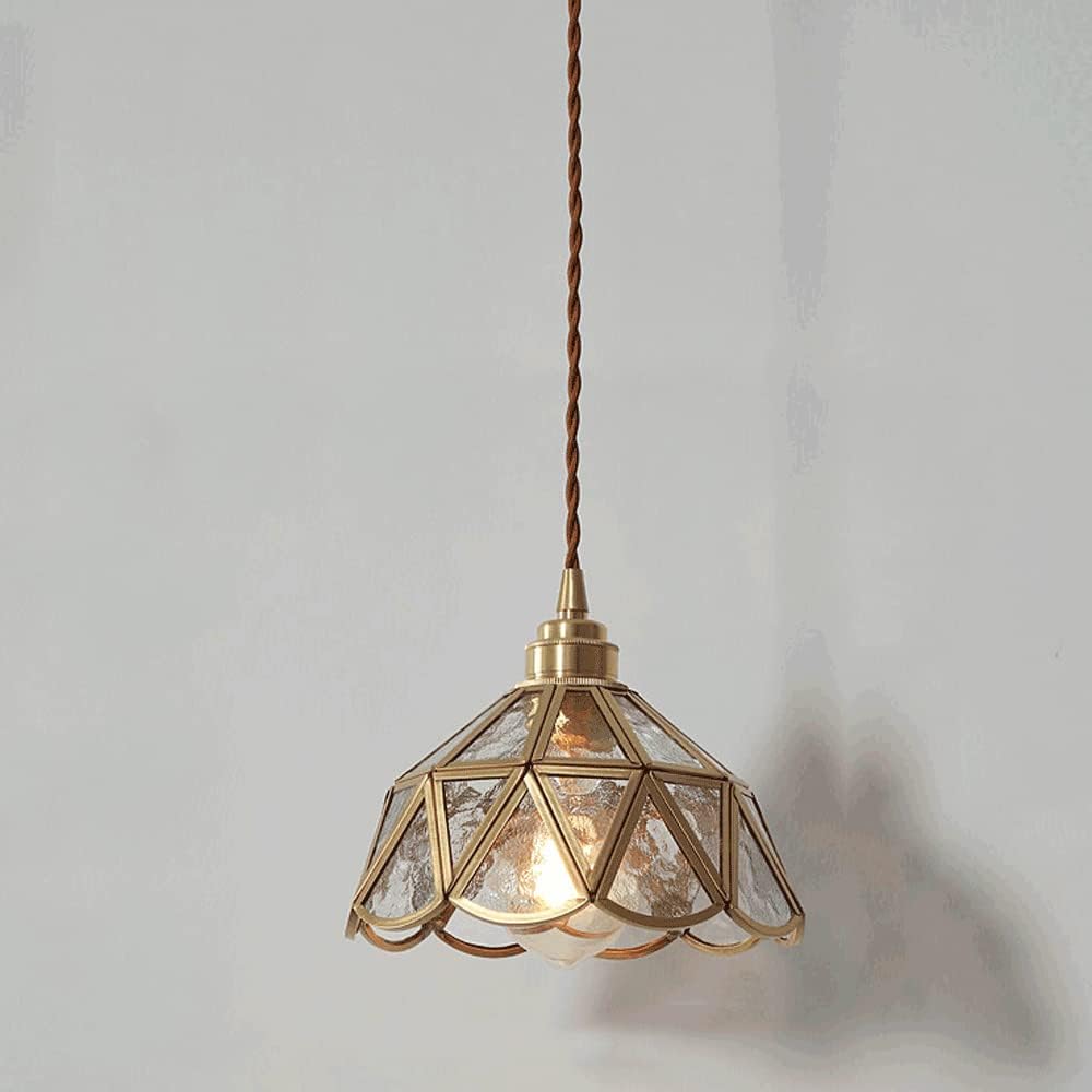 Vetra – Glazen Hanglamp & Plafondlamp (Vintage Messing met Stoffen Snoer)