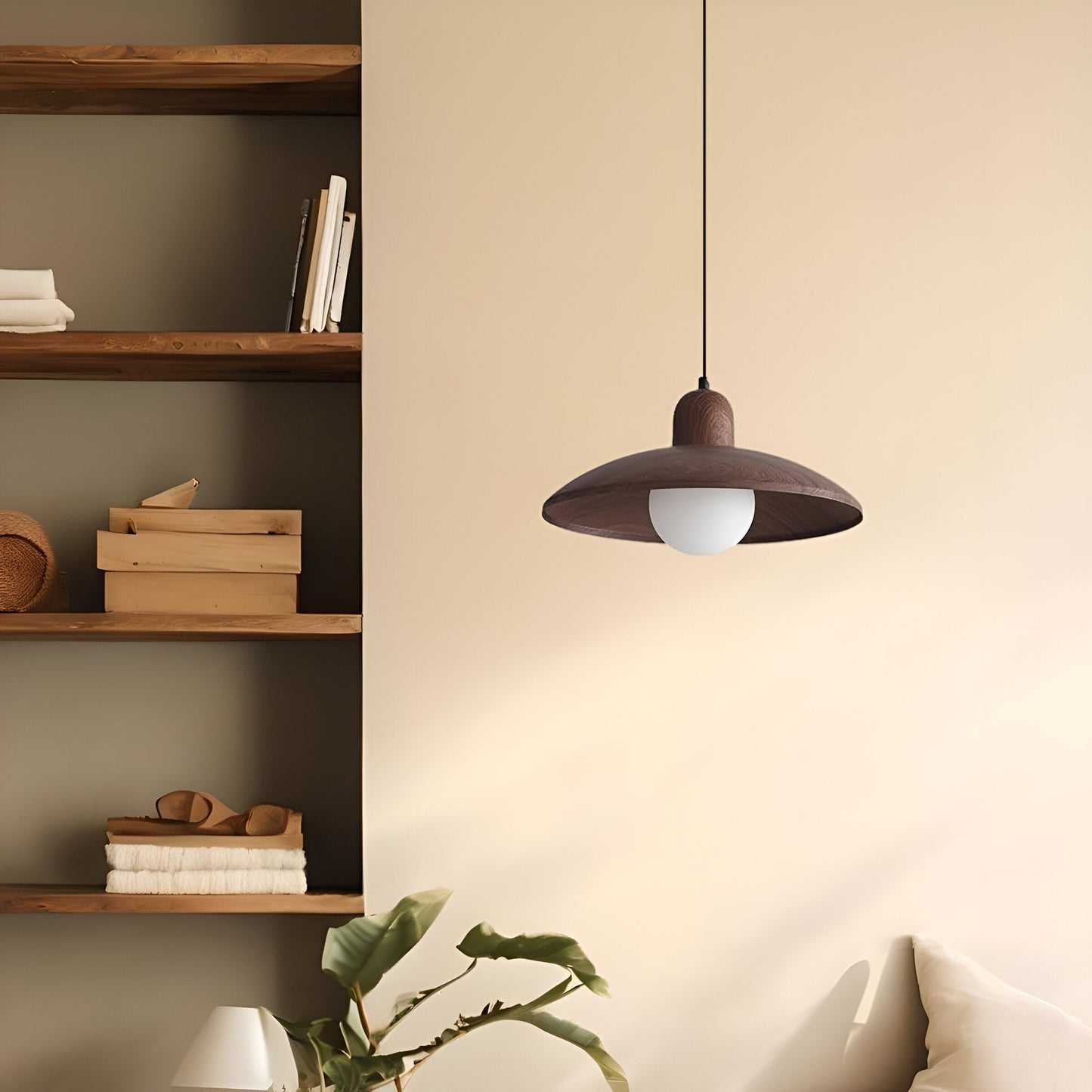 Hiroka – Japanse Wabi-Sabi Walnoot Hanglamp