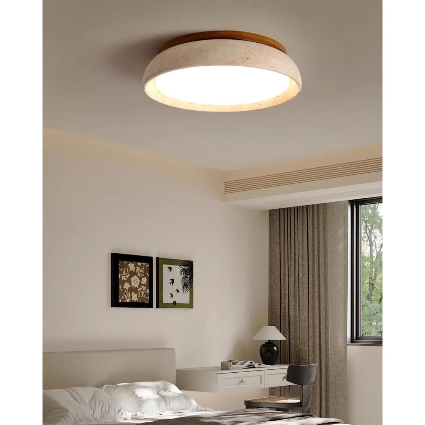 Depiara – Travertin & Houten LED Plafondlamp