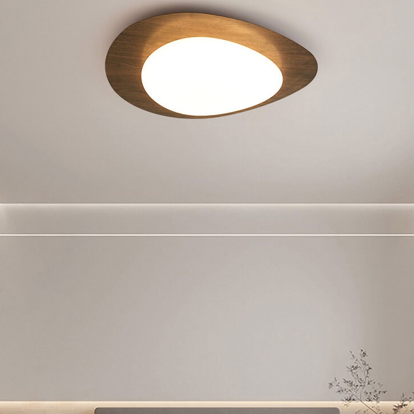 Pebble – Scandinavische Houtnerf LED Plafondlamp (Opbouw, Dimbare Opties)