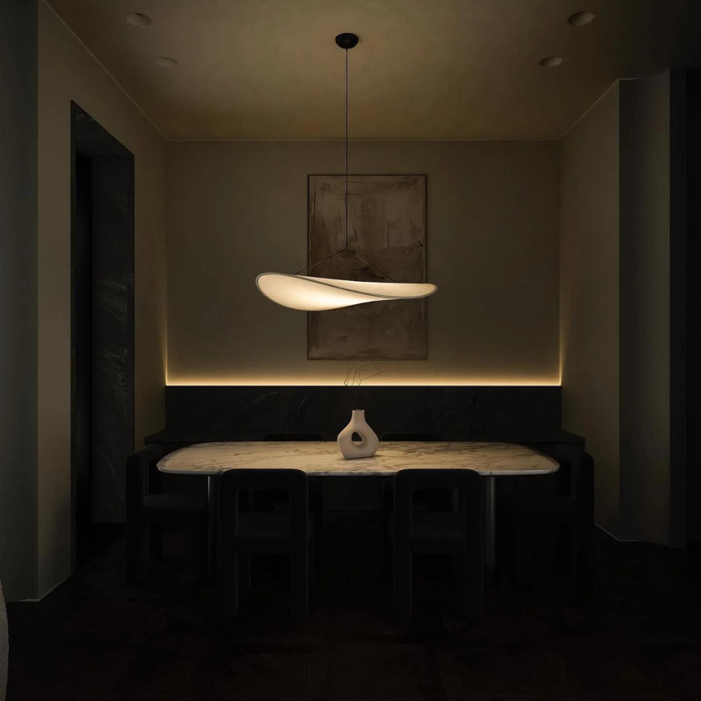Kaze – Japandi Zijde Hanglamp & Plafondlamp (Dimbaar in Drie Kleuren, Modern Design)