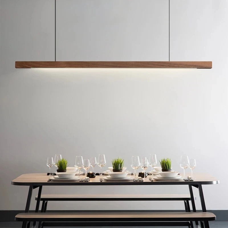 Villaura - Strakke Houten Strip Hanglamp Voor Stijlvolle Verlichting