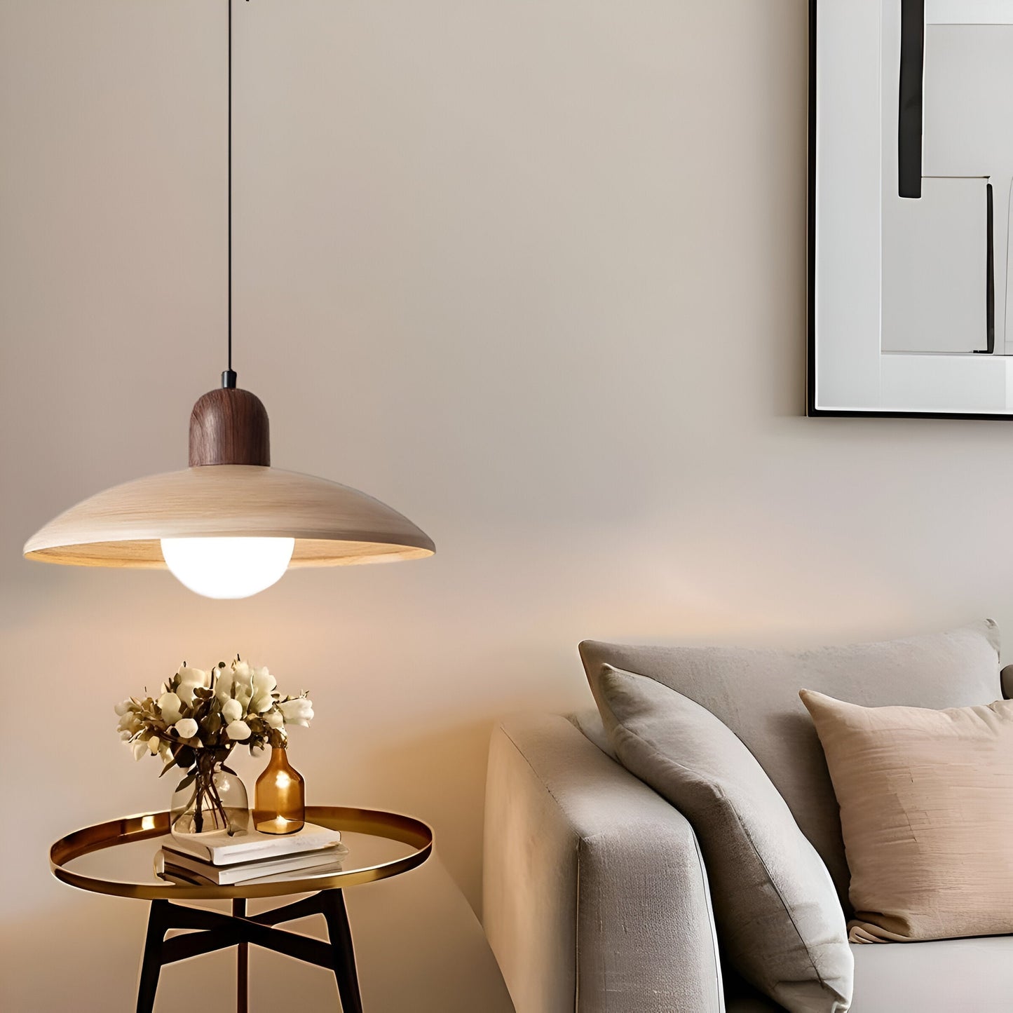 Hiroka – Japanse Wabi-Sabi Walnoot Hanglamp