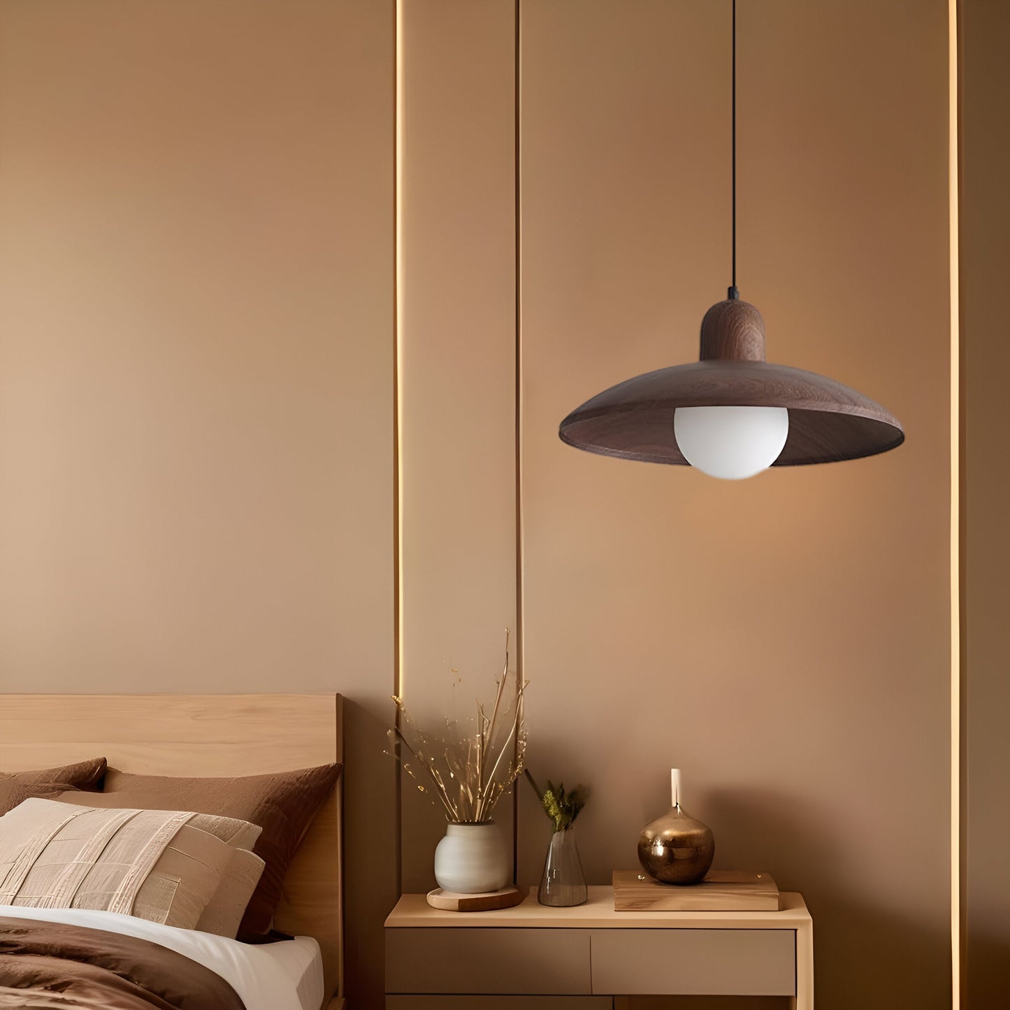 Hiroka – Japanse Wabi-Sabi Walnoot Hanglamp