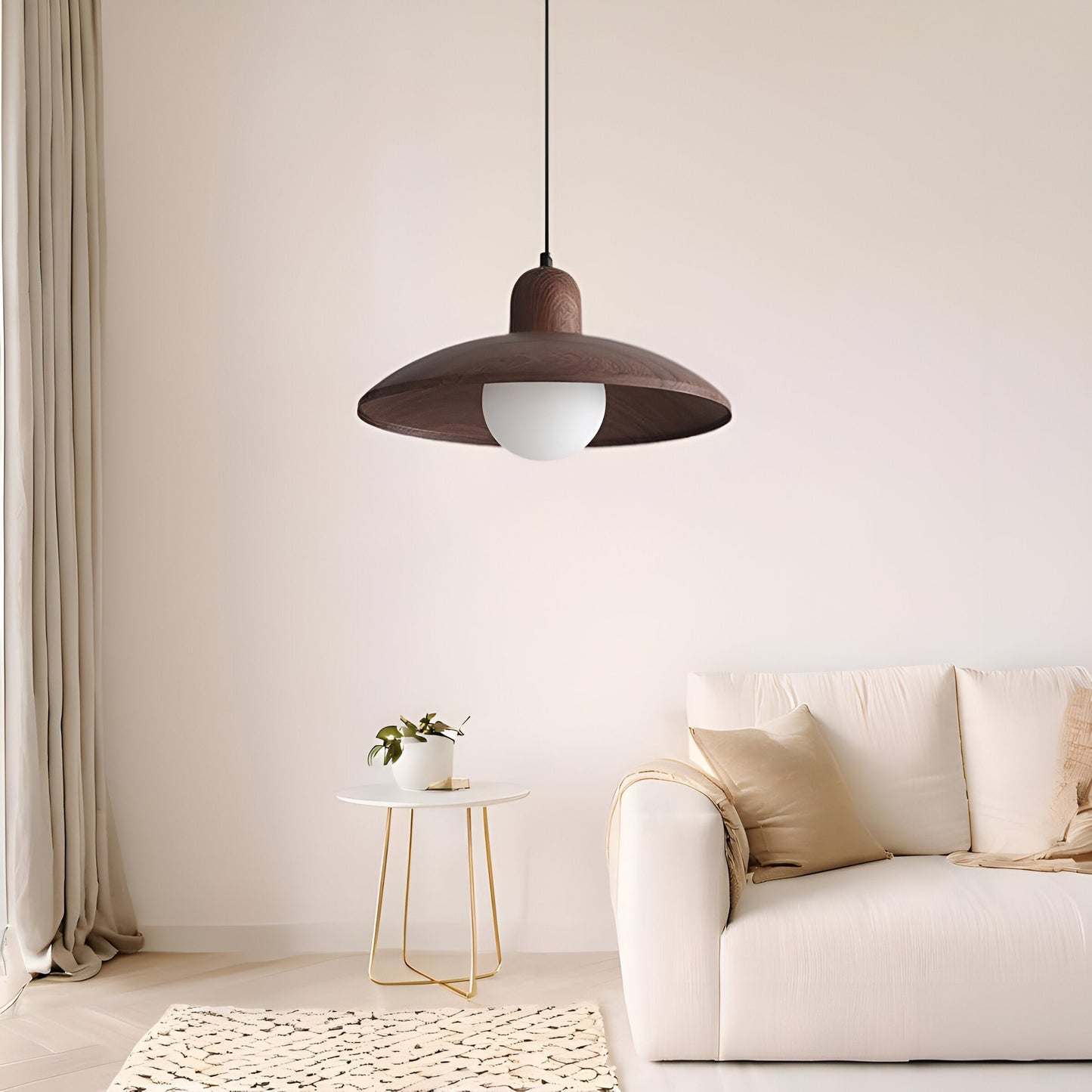 Hiroka – Japanse Wabi-Sabi Walnoot Hanglamp