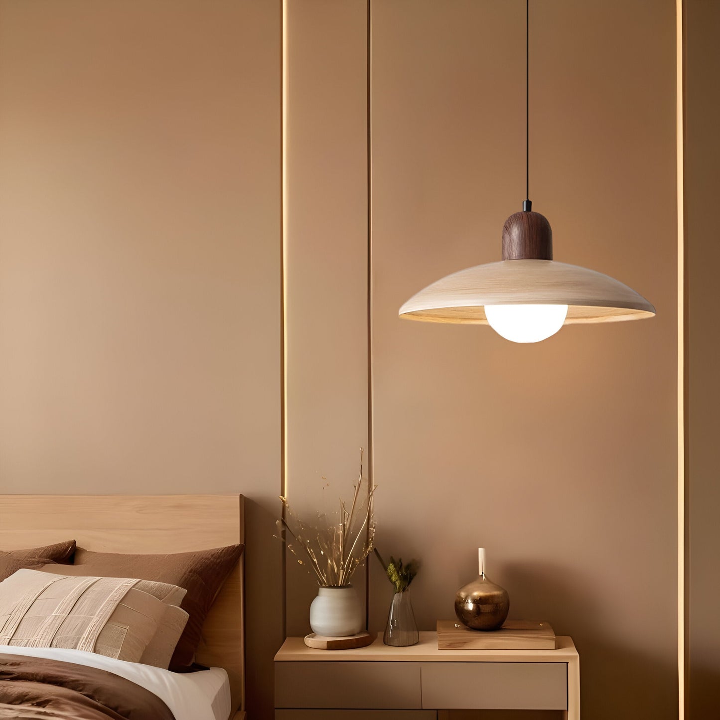 Hiroka – Japanse Wabi-Sabi Walnoot Hanglamp