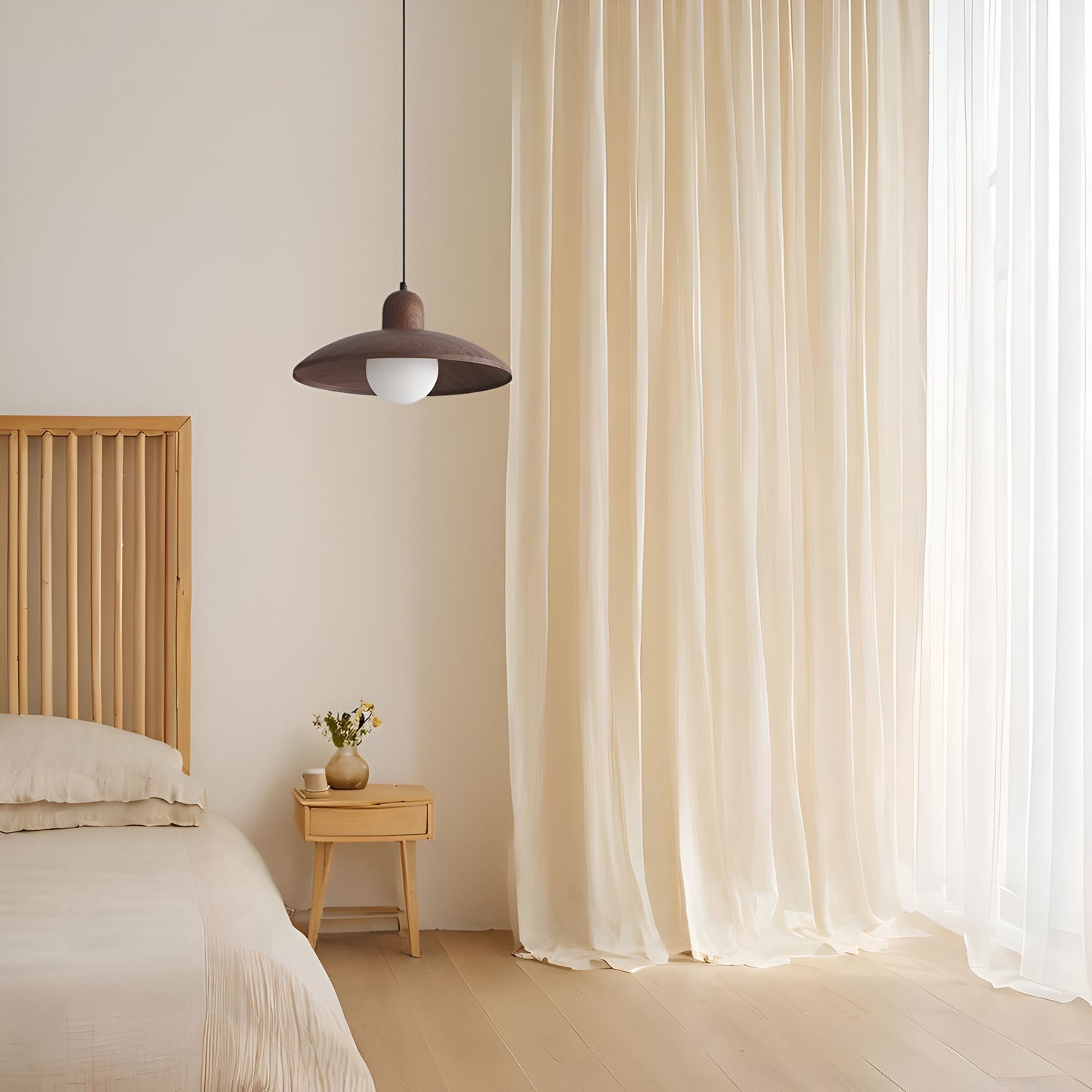 Hiroka – Japanse Wabi-Sabi Walnoot Hanglamp