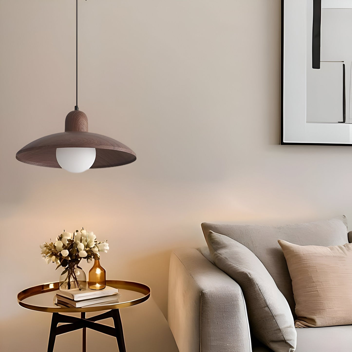 Hiroka – Japanse Wabi-Sabi Walnoot Hanglamp