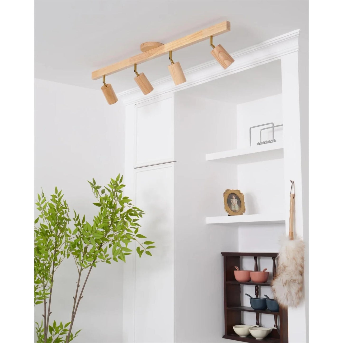 Norvia – Houten Rail Plafondlamp met Verstelbare Spots
