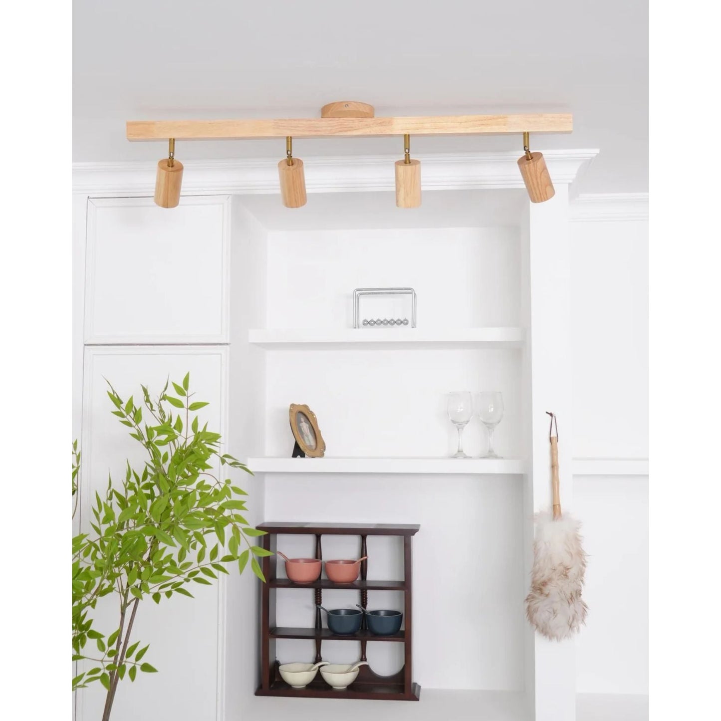 Norvia – Houten Rail Plafondlamp met Verstelbare Spots