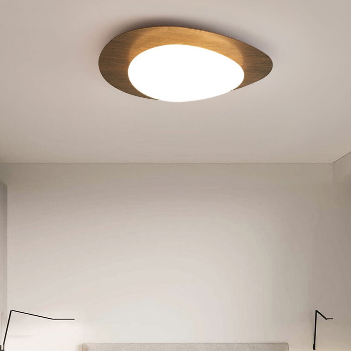 Pebble – Scandinavische Houtnerf LED Plafondlamp (Opbouw, Dimbare Opties)