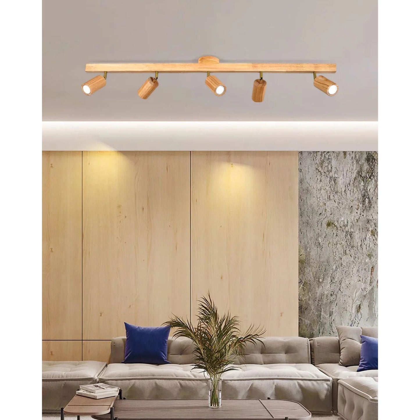 Norvia – Houten Rail Plafondlamp met Verstelbare Spots