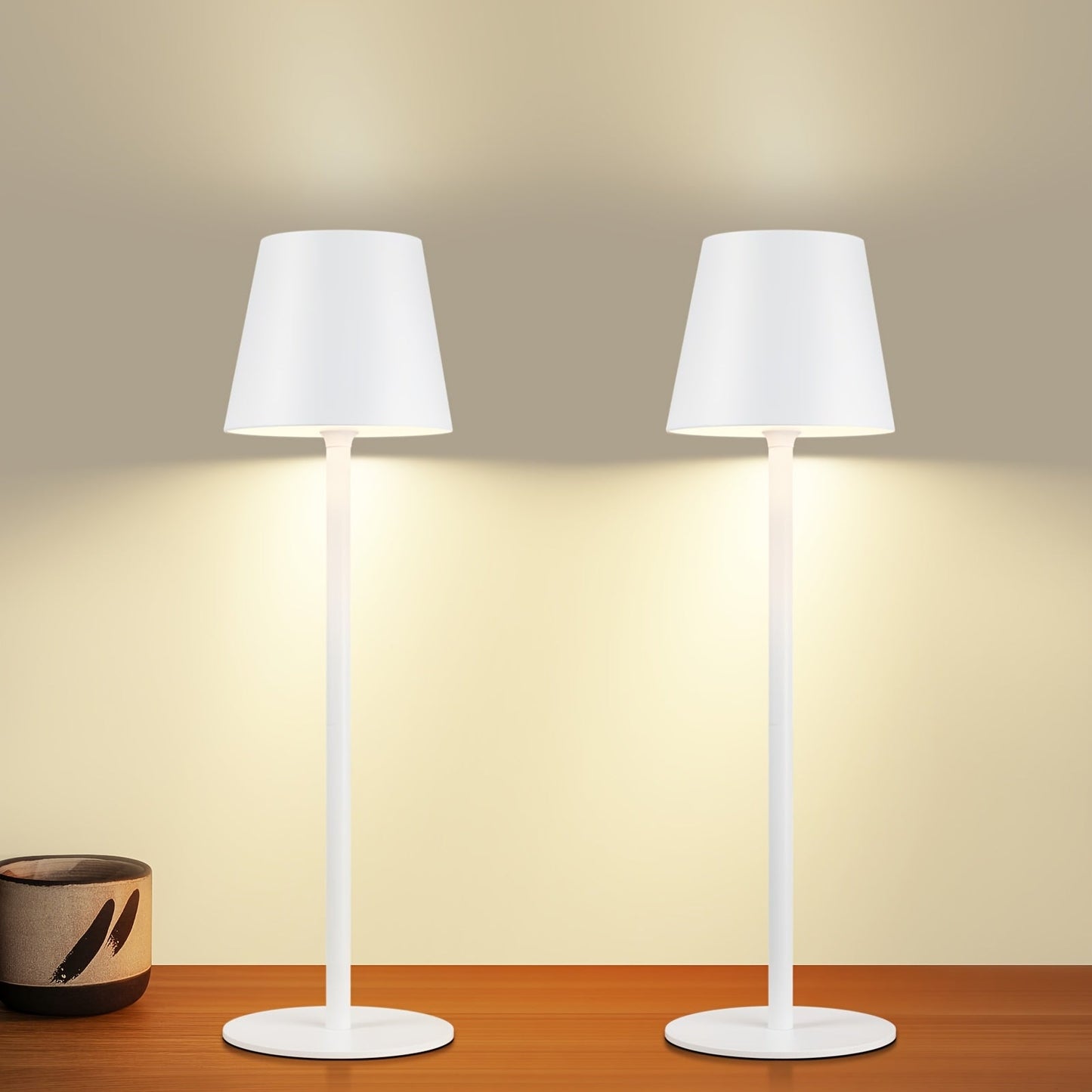 Seta – 2x Oplaadbare LED Tafellampen (Draadloos, Touch Control, USB Opladen)