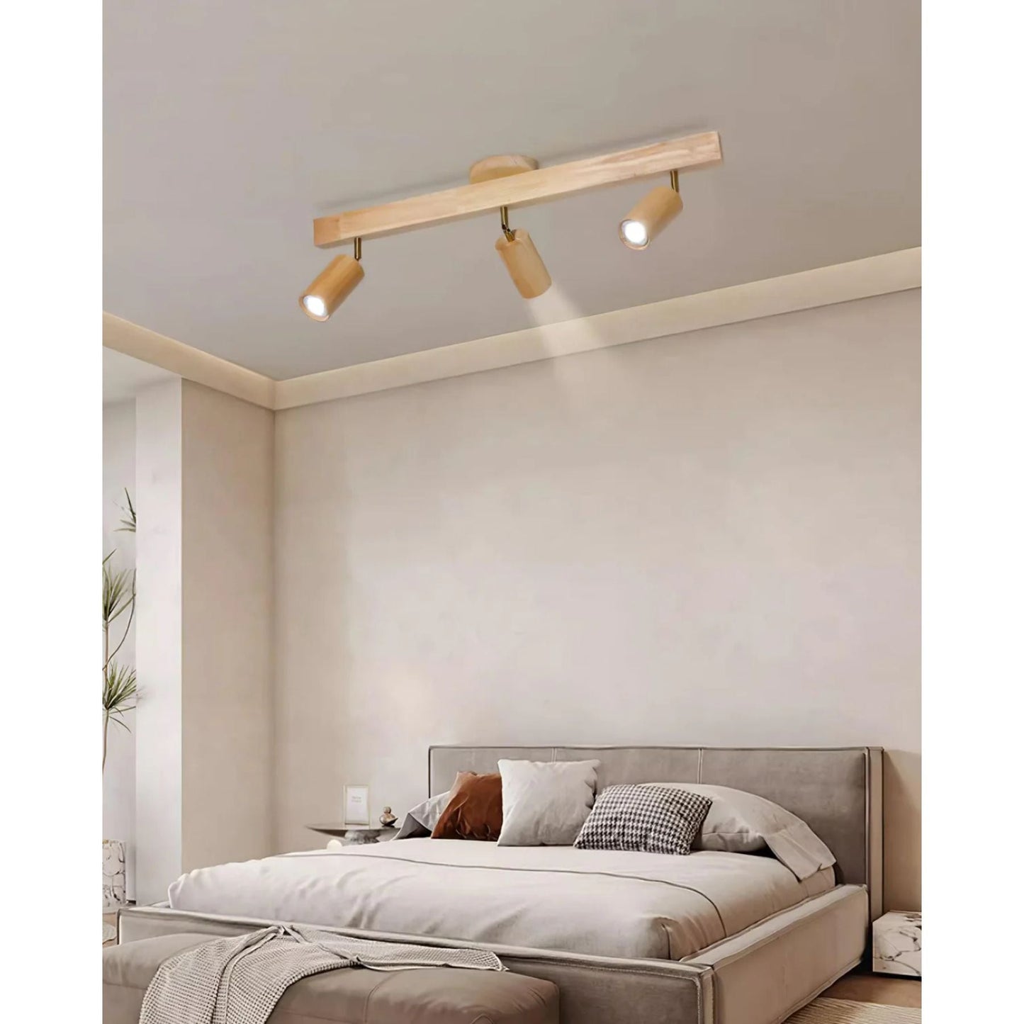 Norvia – Houten Rail Plafondlamp met Verstelbare Spots