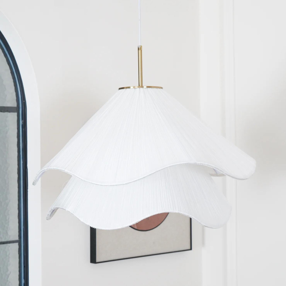 Flora – Stoffen Hanglamp & Plafondlamp (Elegante Bloemvorm, Warm Licht)