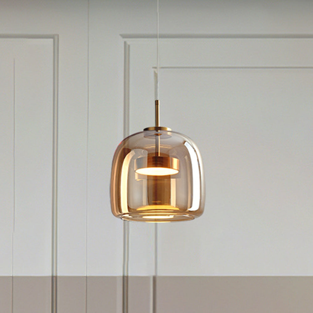 Framevia - AmberGlow Retro LED Hanglampen Goud Metaal Glas