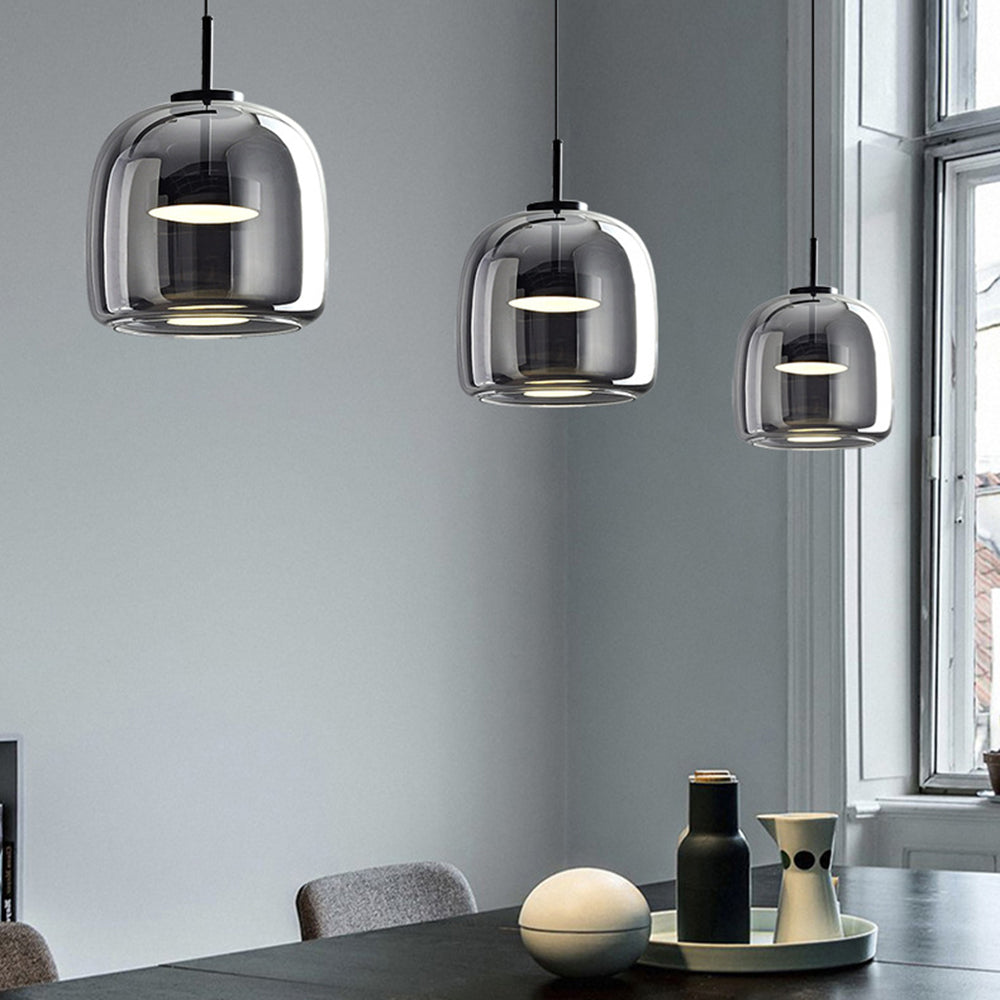 Framevia - AmberGlow Retro LED Hanglampen Goud Metaal Glas