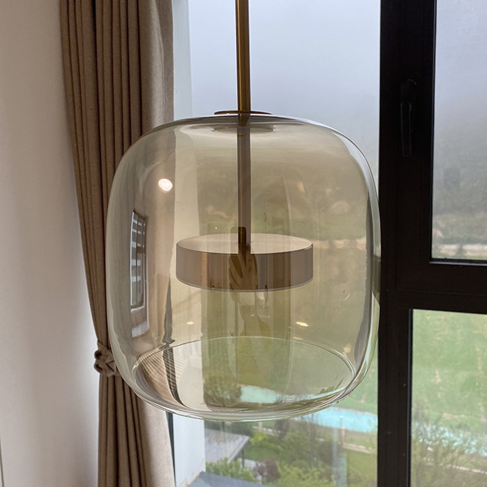 Framevia - AmberGlow Retro LED Hanglampen Goud Metaal Glas