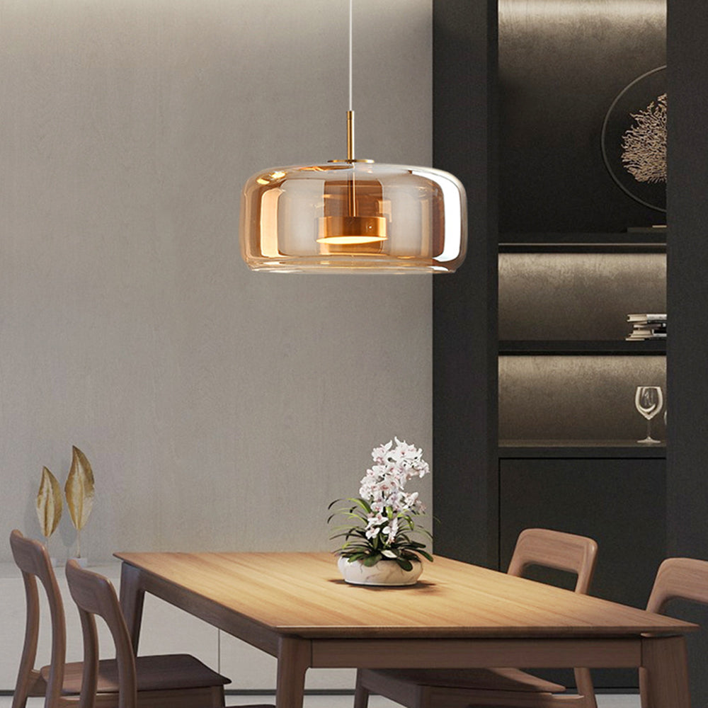 Framevia - AmberGlow Retro LED Hanglampen Goud Metaal Glas