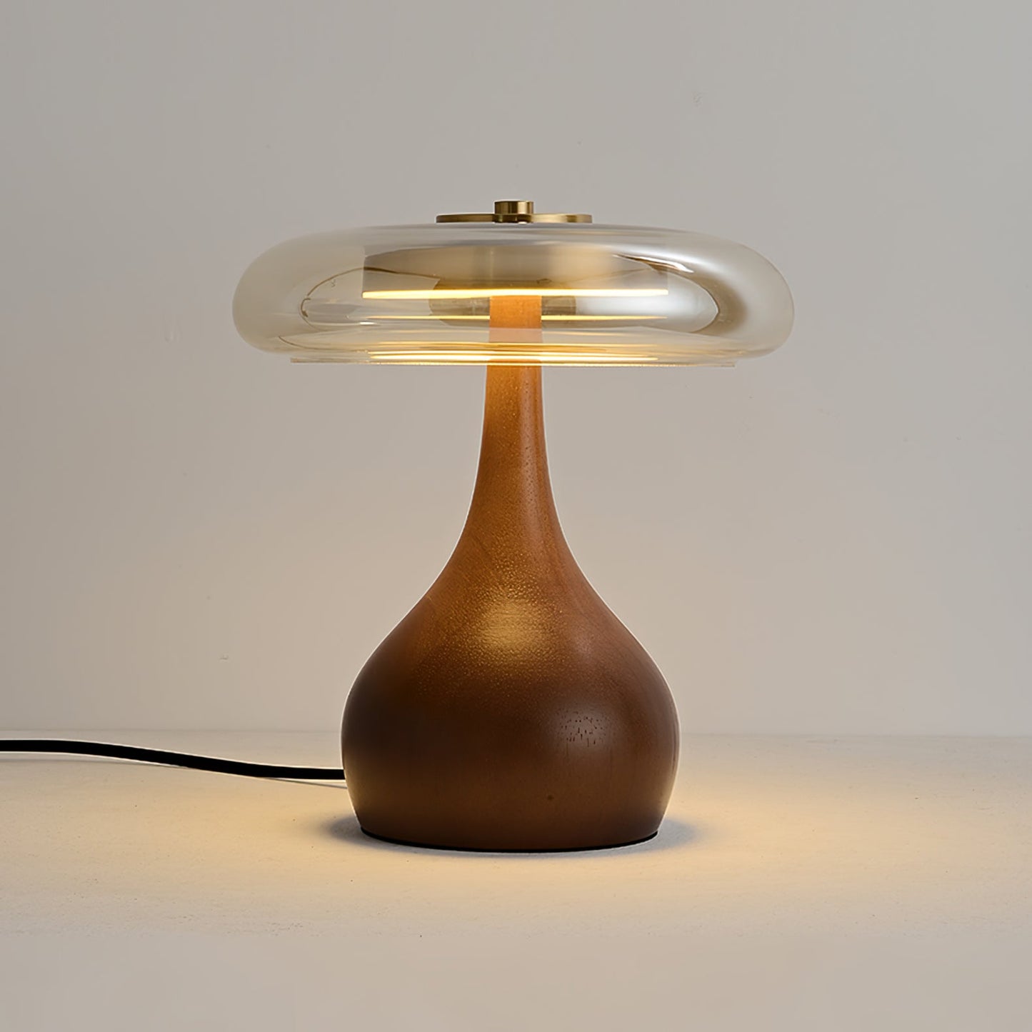 Moonpath - Minimalistische Glazen Tafellamp Met Strakke Houten Voet