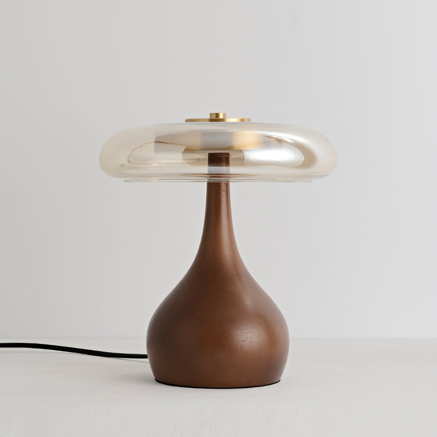 Moonpath - Minimalistische Glazen Tafellamp Met Strakke Houten Voet