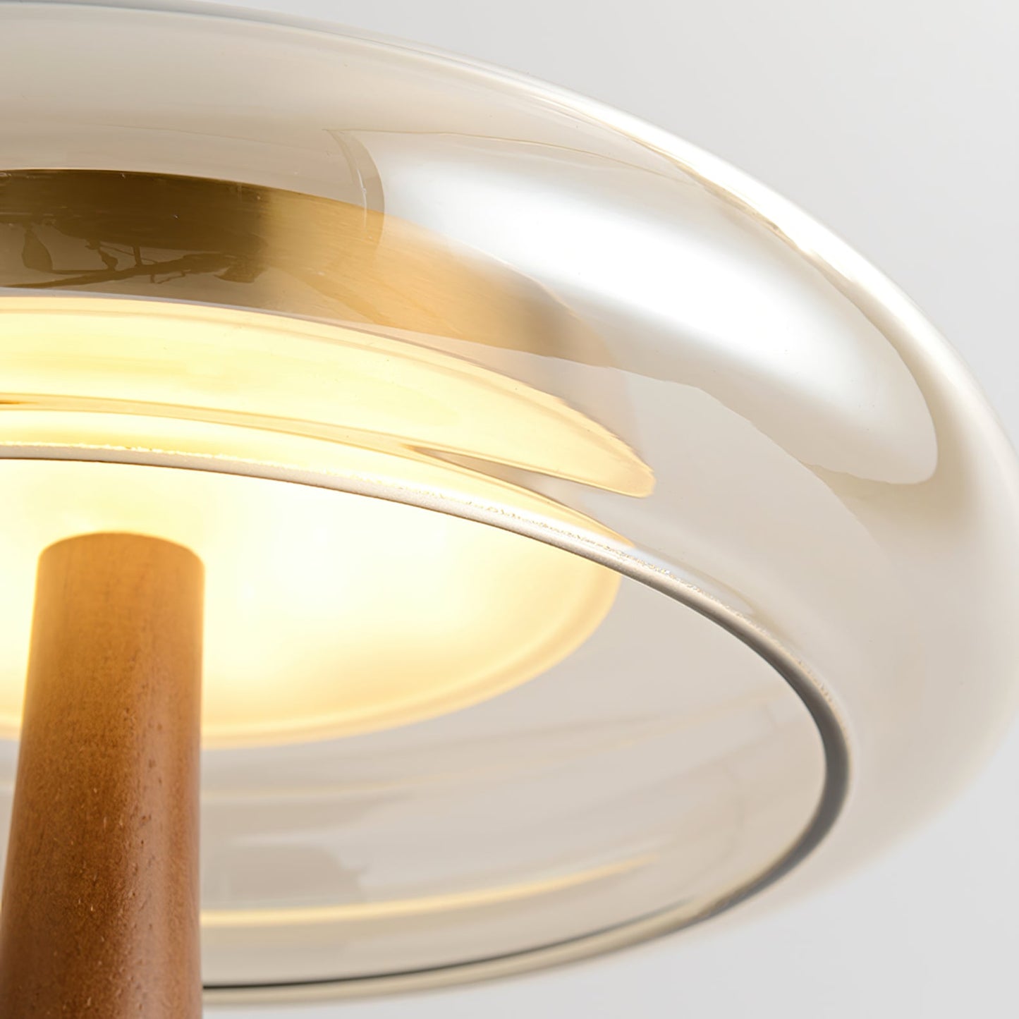 Moonpath - Minimalistische Glazen Tafellamp Met Strakke Houten Voet