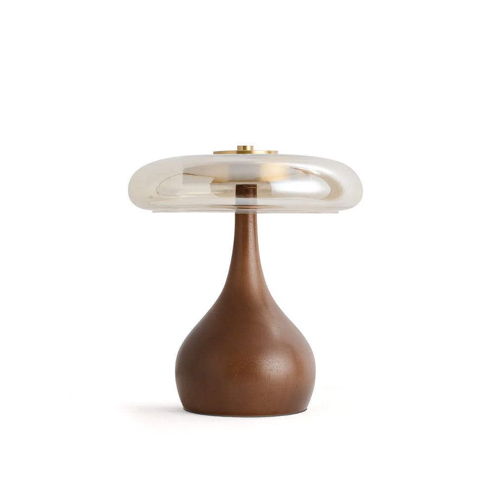 Moonpath - Minimalistische Glazen Tafellamp Met Strakke Houten Voet