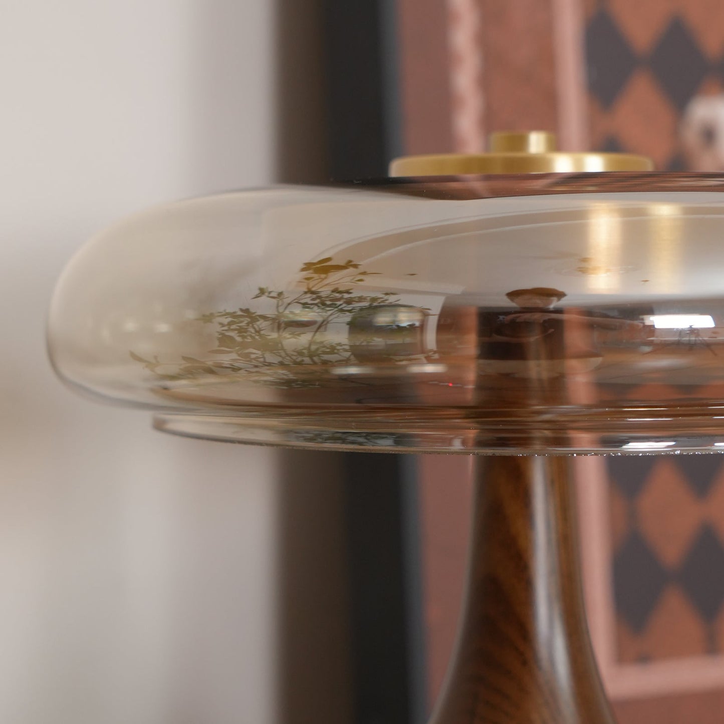 Moonpath - Minimalistische Glazen Tafellamp Met Strakke Houten Voet