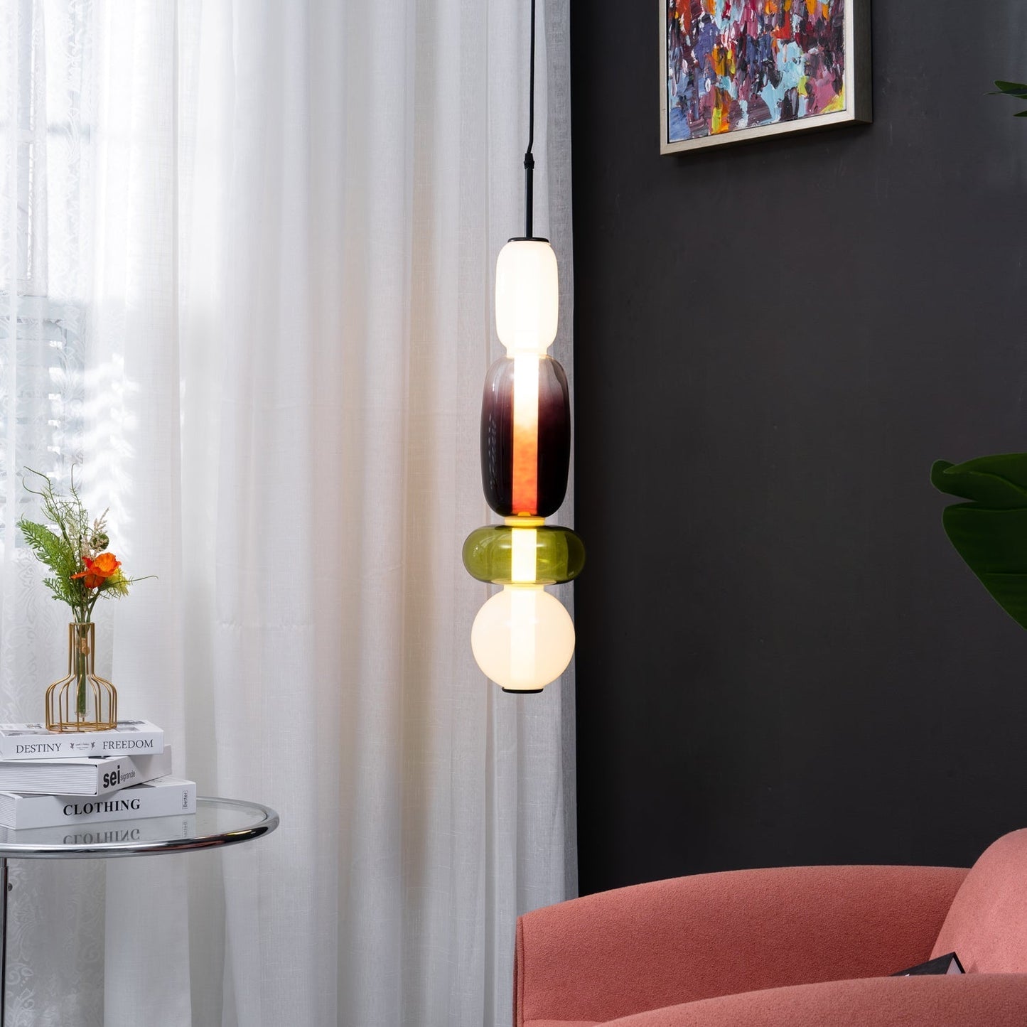 Veyla – Gekleurde Glazen Hanglamp (Plafondlamp, Modern Artistiek LED)