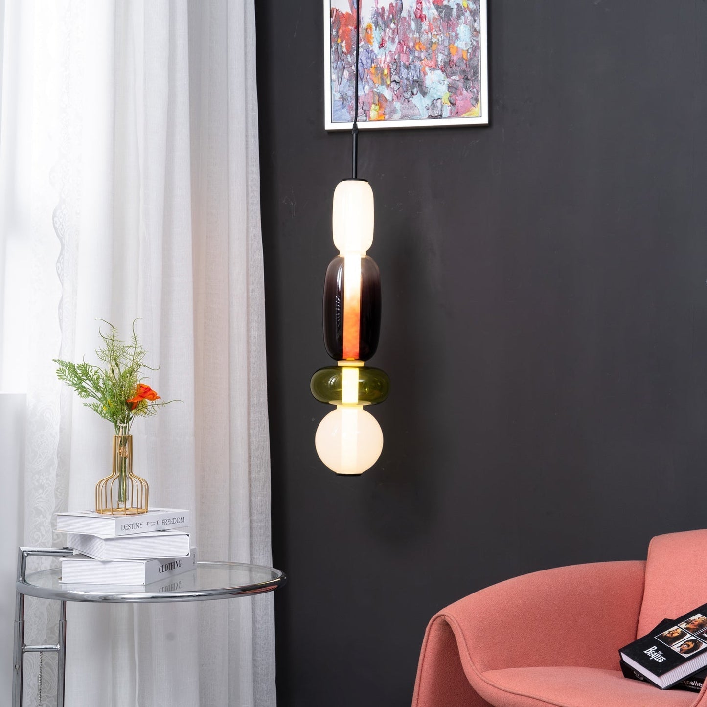 Veyla – Gekleurde Glazen Hanglamp (Plafondlamp, Modern Artistiek LED)
