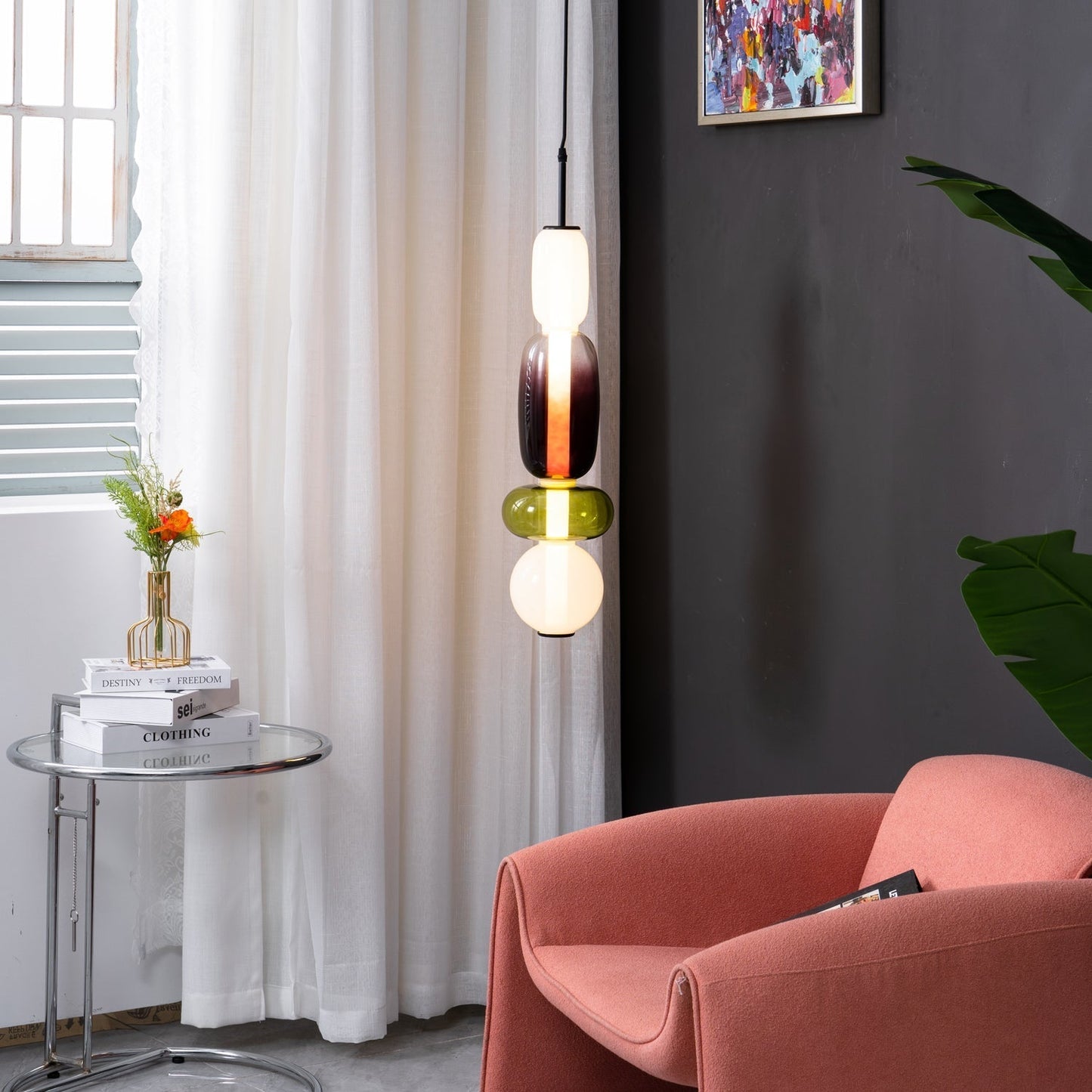 Veyla – Gekleurde Glazen Hanglamp (Plafondlamp, Modern Artistiek LED)