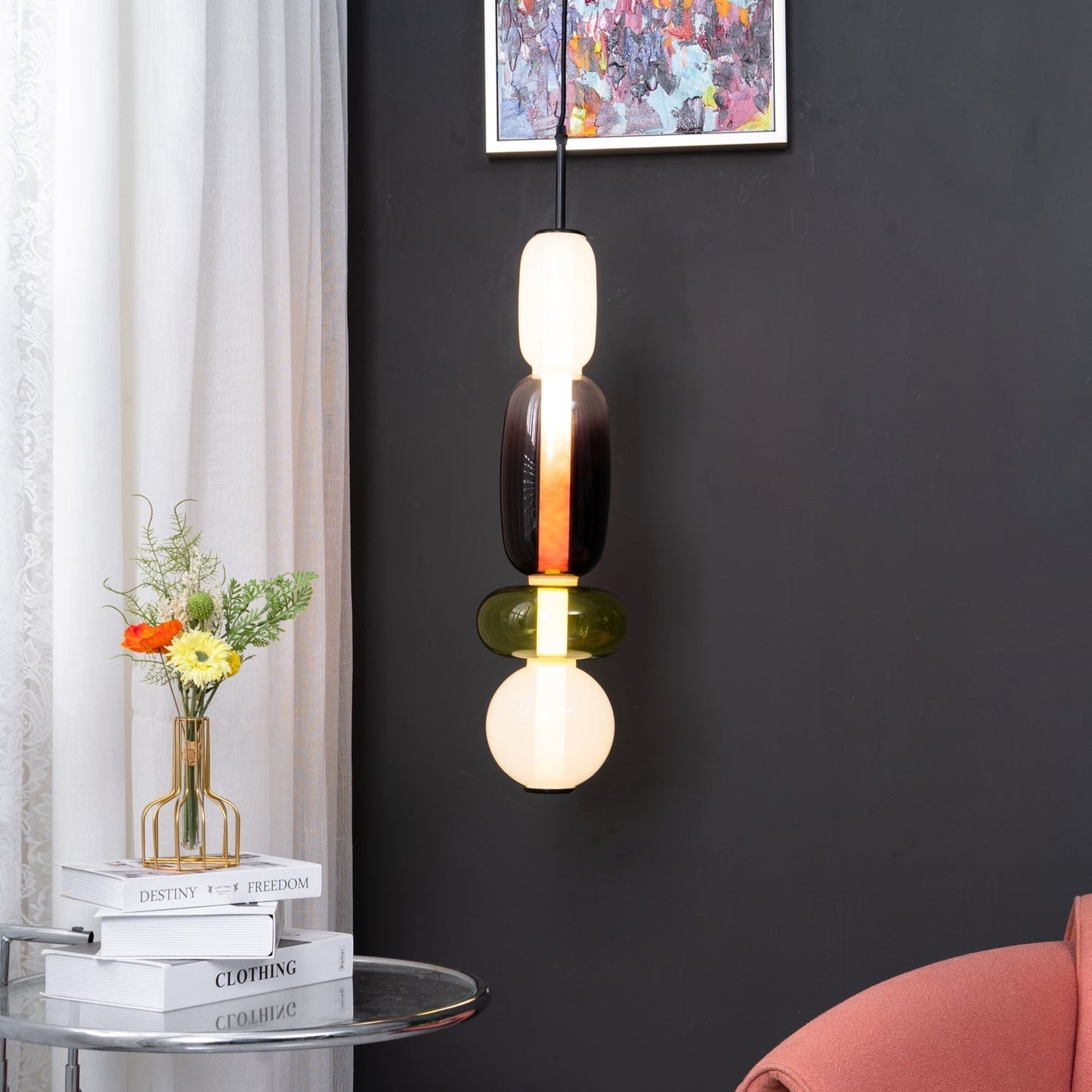 Veyla – Gekleurde Glazen Hanglamp (Plafondlamp, Modern Artistiek LED)