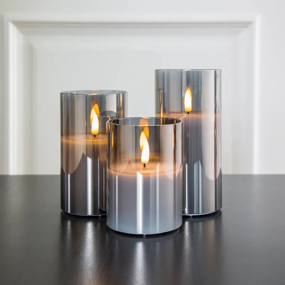 Lumora – LED Kaarsen Set Zonder Vlam (Glazen Pillar Kaarsen)