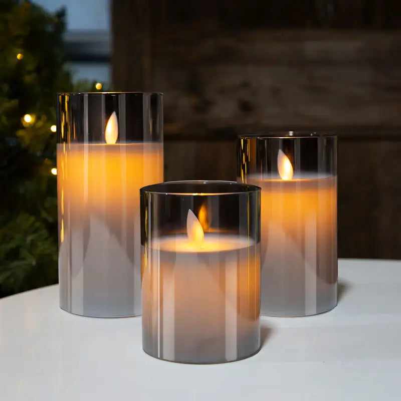 Lumora – LED Kaarsen Set Zonder Vlam (Glazen Pillar Kaarsen)