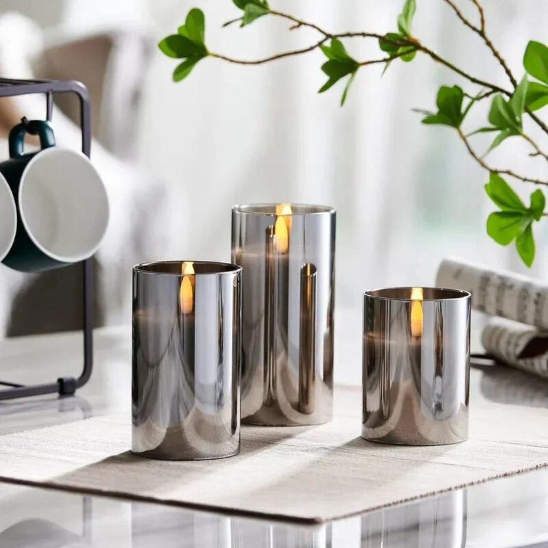 Lumora – LED Kaarsen Set Zonder Vlam (Glazen Pillar Kaarsen)