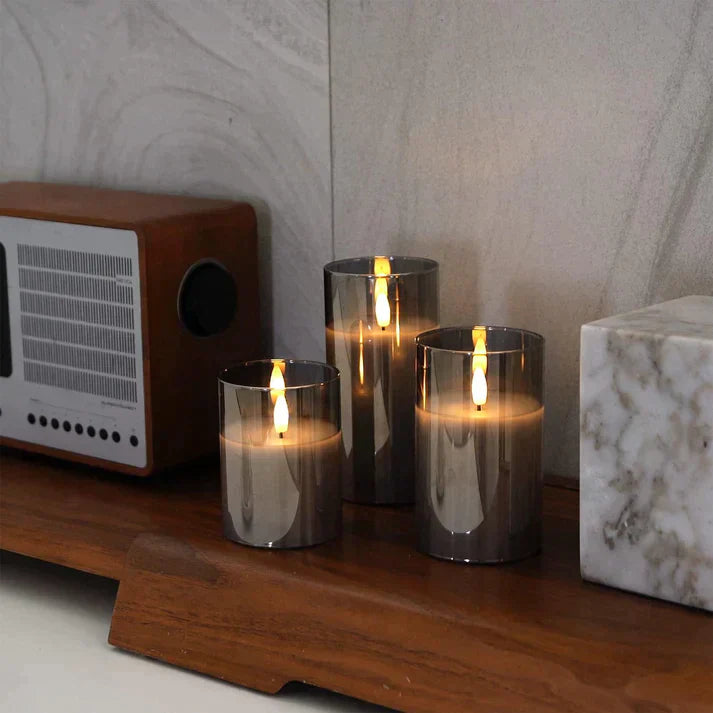 Lumora – LED Kaarsen Set Zonder Vlam (Glazen Pillar Kaarsen)