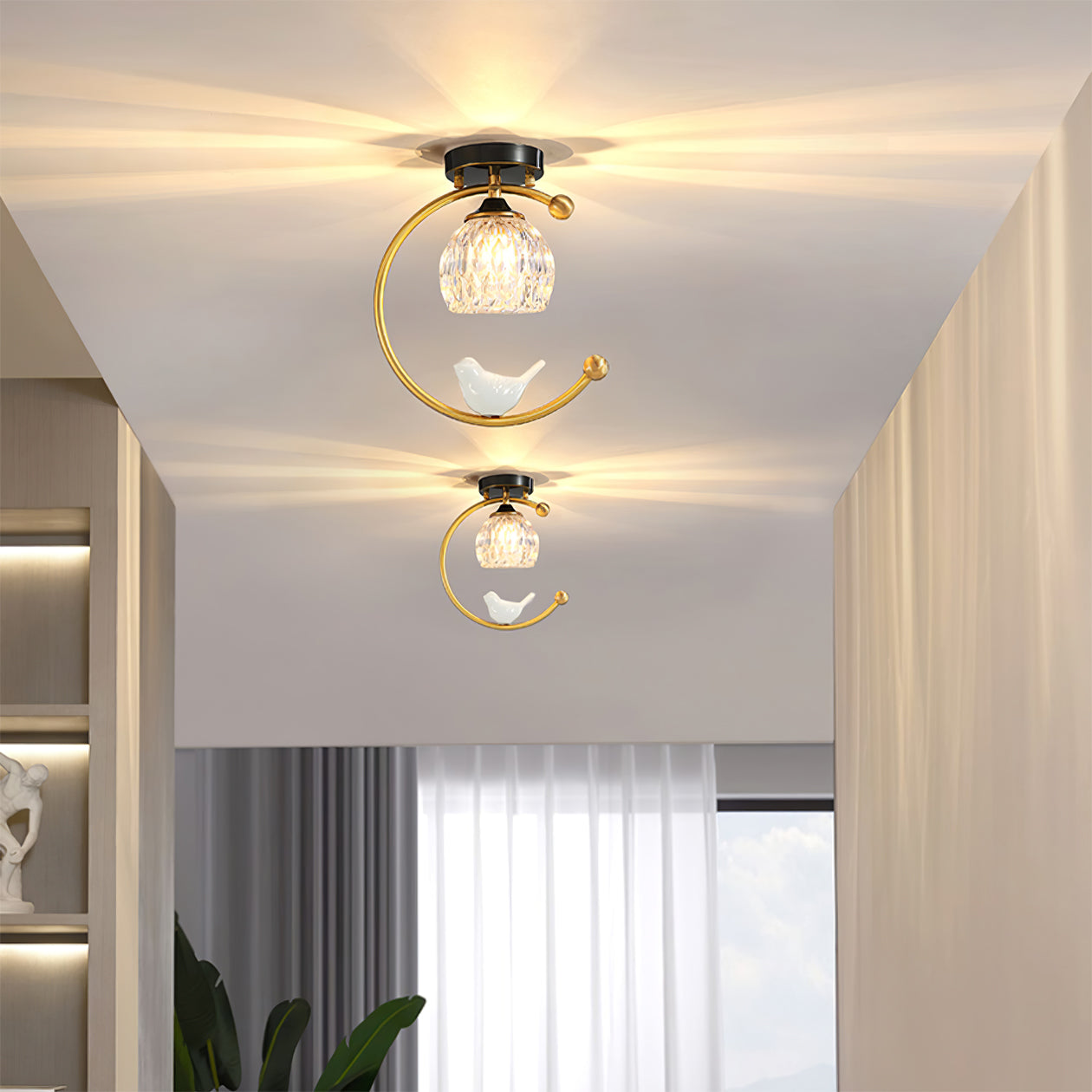 Auroria - Elegante Keramische Vogel Plafondlamp Voor Gezellige Sfeerverlichting