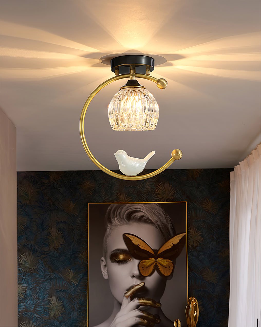 Auroria - Elegante Keramische Vogel Plafondlamp Voor Gezellige Sfeerverlichting