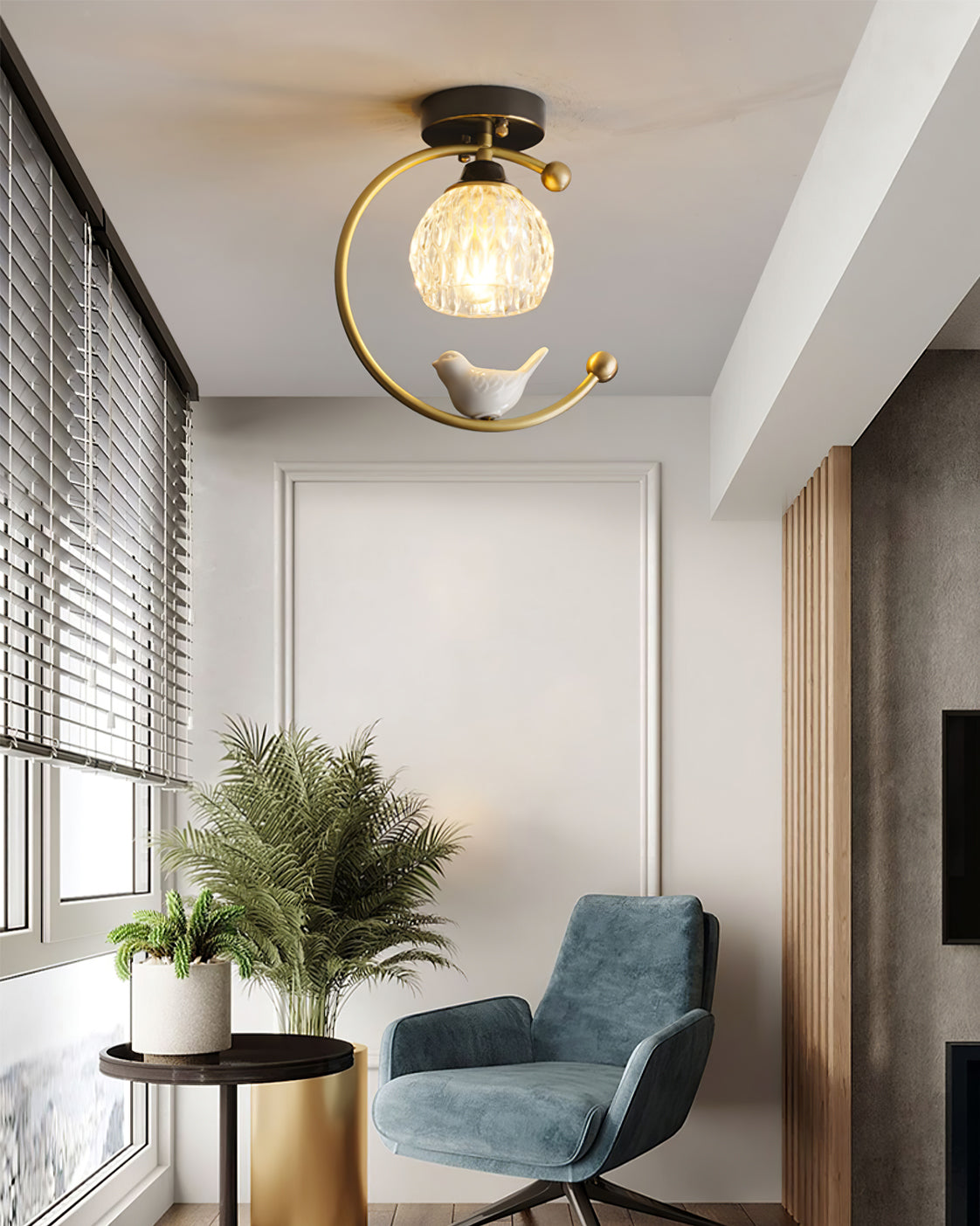 Auroria - Elegante Keramische Vogel Plafondlamp Voor Gezellige Sfeerverlichting