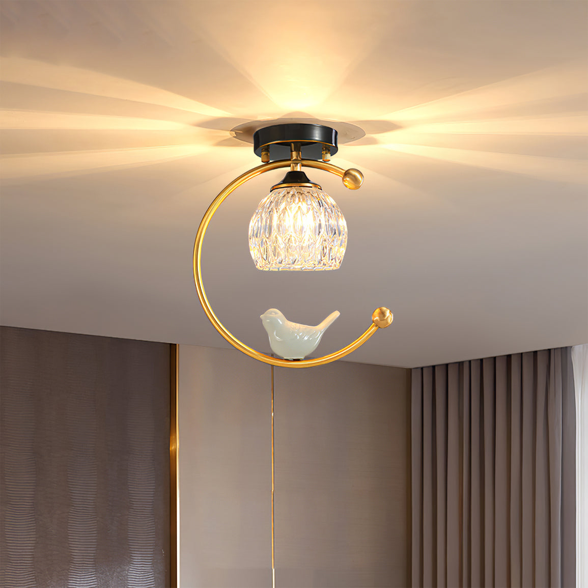 Auroria - Elegante Keramische Vogel Plafondlamp Voor Gezellige Sfeerverlichting