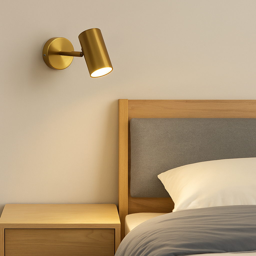 Veyra – Verstelbare Moderne LED Wandlamp (Zwart & Goud, Roteerbare Spot)